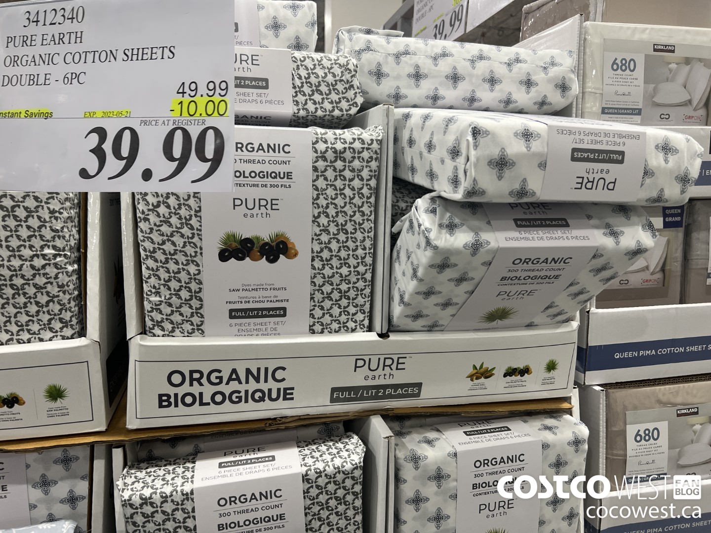 3412340 PURE EARTH ORGANIC COTTON SHEETS DOUBLE 6C ($10.00 INSTANT SAVINGS EXPIRES ON 2023-05-21) $39.99
