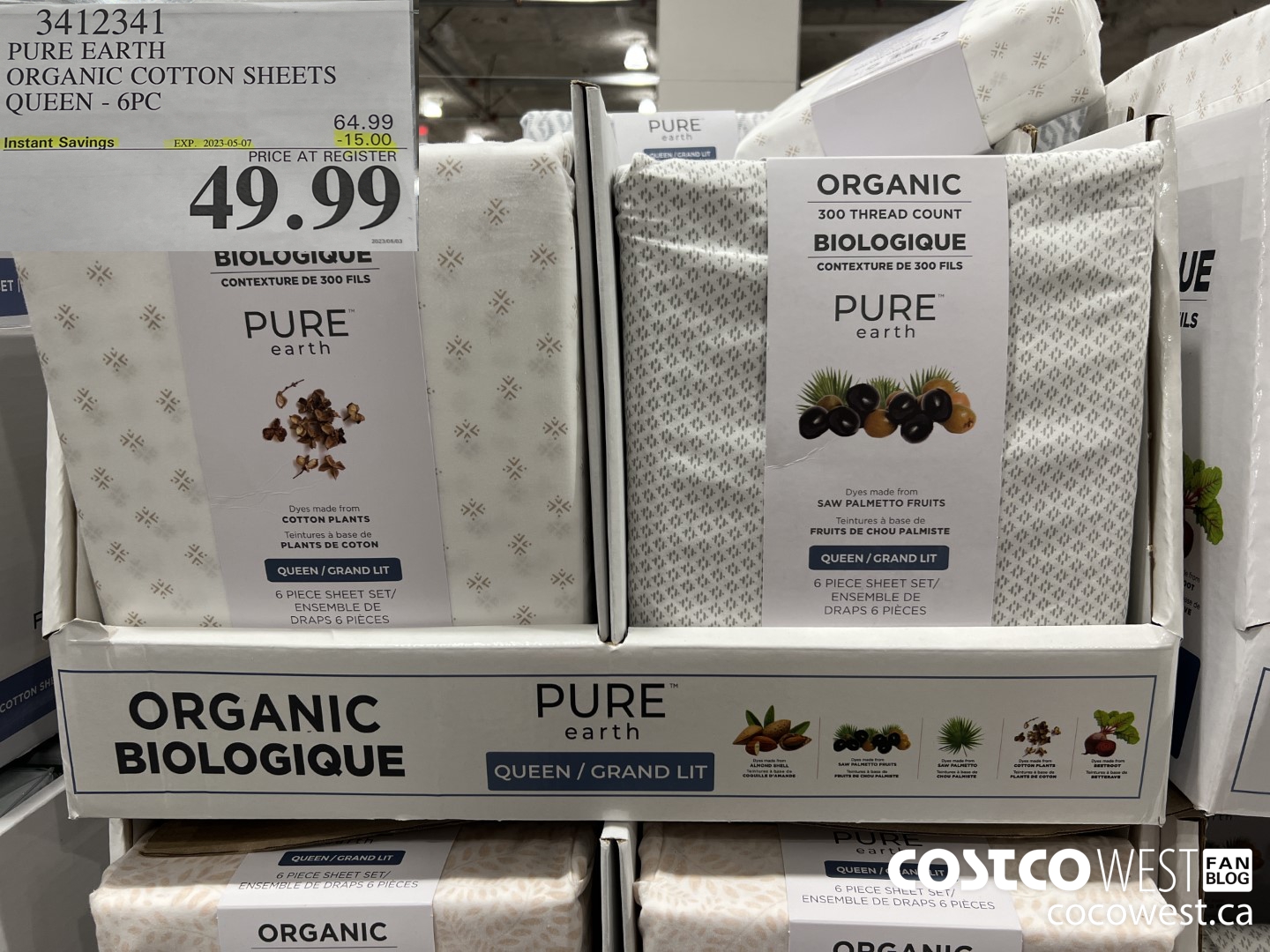 3412341 PURE EARTH ORGANIC COTTON SHEETS QUEEN 6 PC ($15.00 INSTANT SAVINGS EXPIRES ON 2023-05-07) $49.99