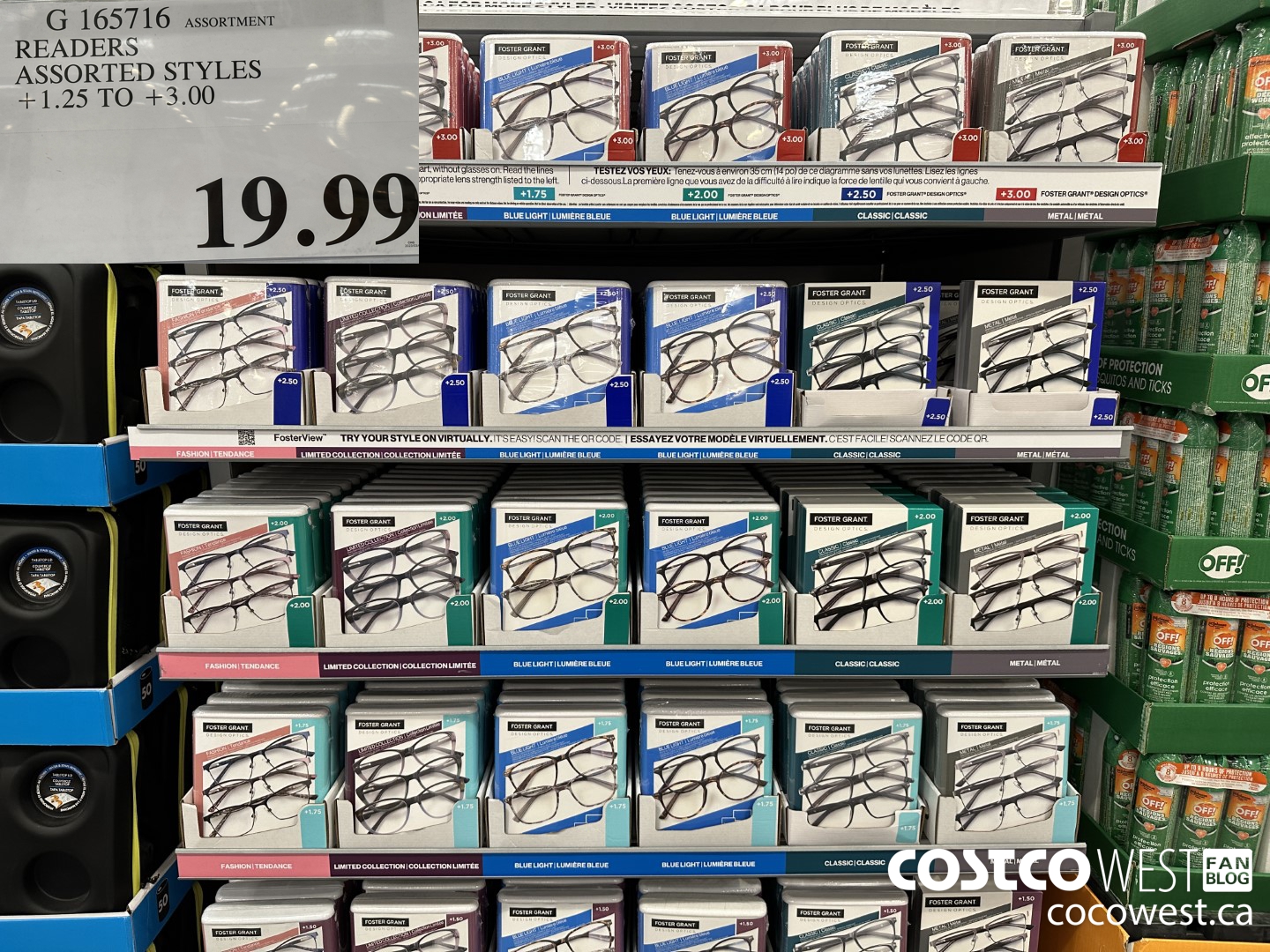 165716 READERS ASSORTED STYLES +1.25 TO +3.00 $19.99