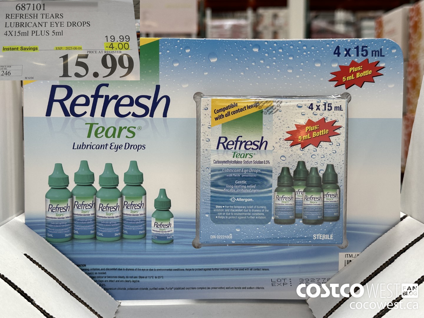 687101 REFRESH TEARS LUBRICANT EYE DROPS 4X15ml PLUS 5ml ($4.00 INSTANT SAVINGS EXPIRES ON 2023-06-04) $15.99