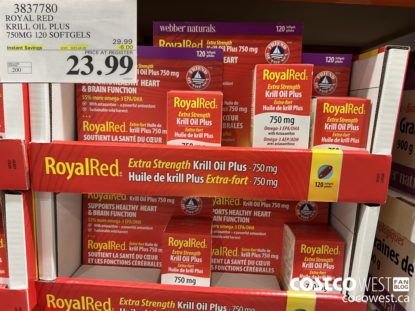 3837780 ROYAL RED KRILL OIL PLUS 750MG 120 SOFTGELS ($6.00 INSTANT SAVINGS EXPIRES ON 2023-05-28) $23.99