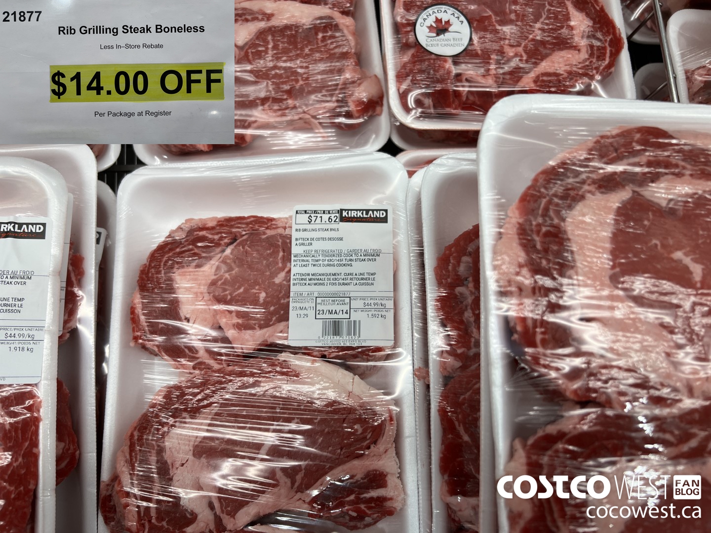 21877 Rib Grilling Steak Boneless ($14.00 INSTANT SAVINGS)