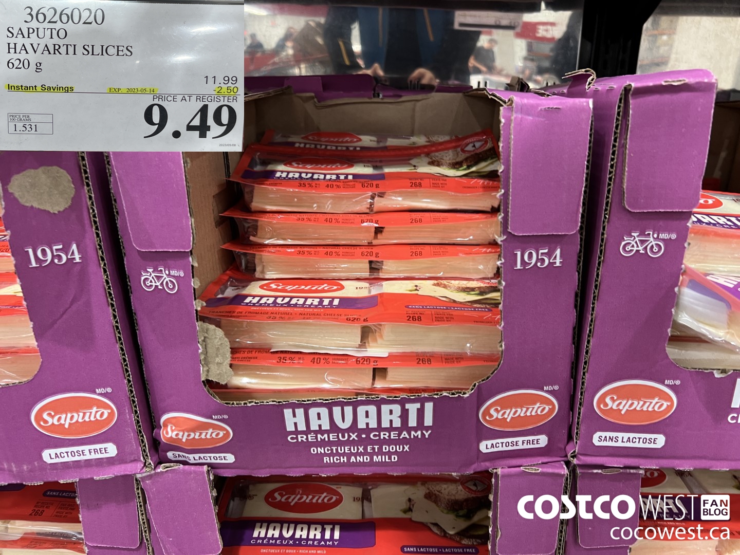3626020 SAPUTO HAVARTI SLICES 620 g ($2.50 INSTANT SAVINGS EXPIRES ON 2023-05-14) $9.49