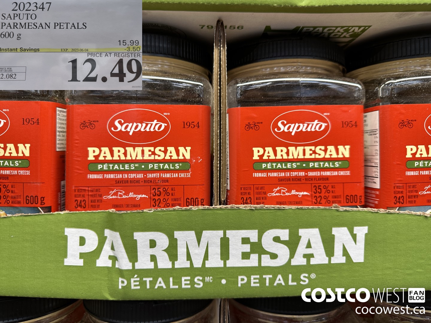 202347 SAPUTO PARMESAN PETALS 600 g ($3.50 INSTANT SAVINGS EXPIRES ON 2023-06-04) $12.49