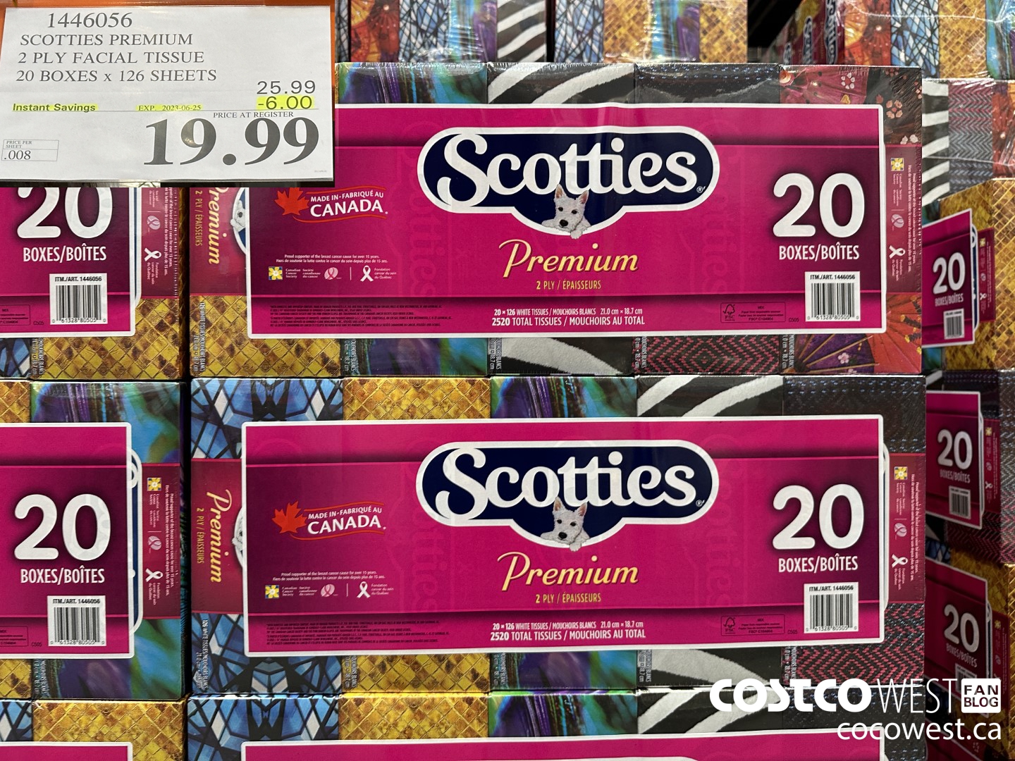 1446056 SCOTTIES PREMIUM 2 PLY FACIAL TISSUE 20 BOXES x 126 SHEETS ($6.00 INSTANT SAVINGS EXPIRES ON 2023-06-25) $19.99