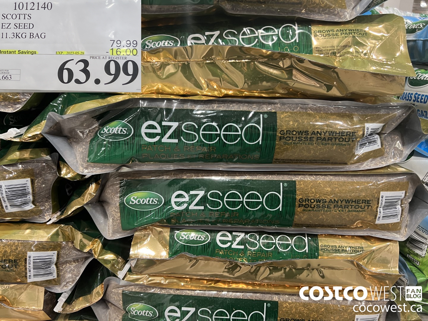 1012140 SCOTTS EZ SEED 11.3KG BAG ($16.00 INSTANT SAVINGS EXPIRES ON 2023-05-28) $63.99