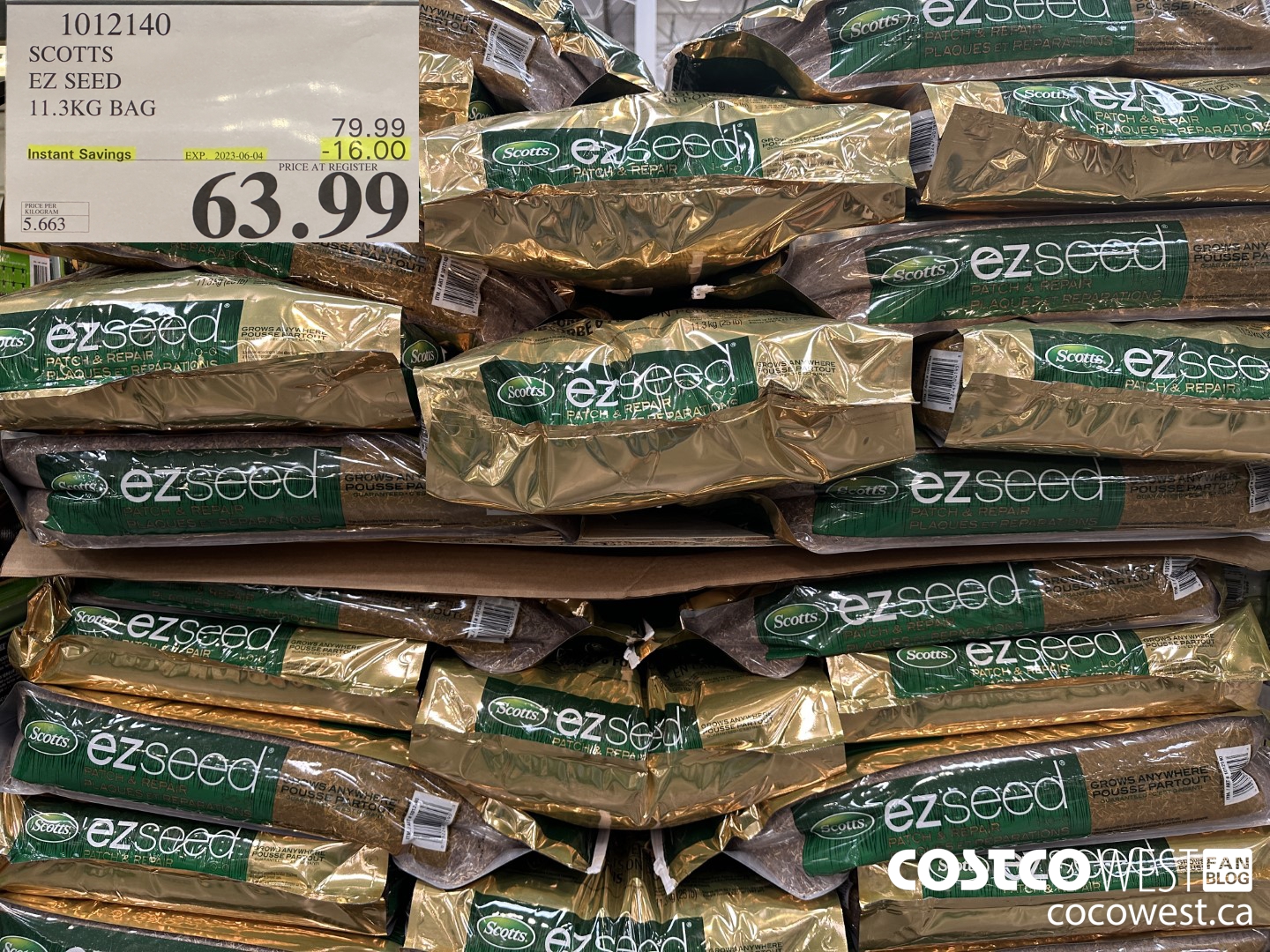 1012140 SCOTTS EZ SEED 11.3KG BAG ($16.00 INSTANT SAVINGS EXPIRES ON 2023-06-04) $63.99