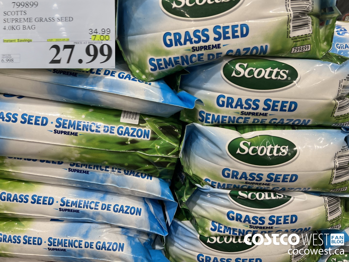 799899 SCOTTS SUPREME GRASS SEED 4.0 KG ($7.00 INSTANT SAVINGS EXPIRES ON 2023-05-28) $27.99