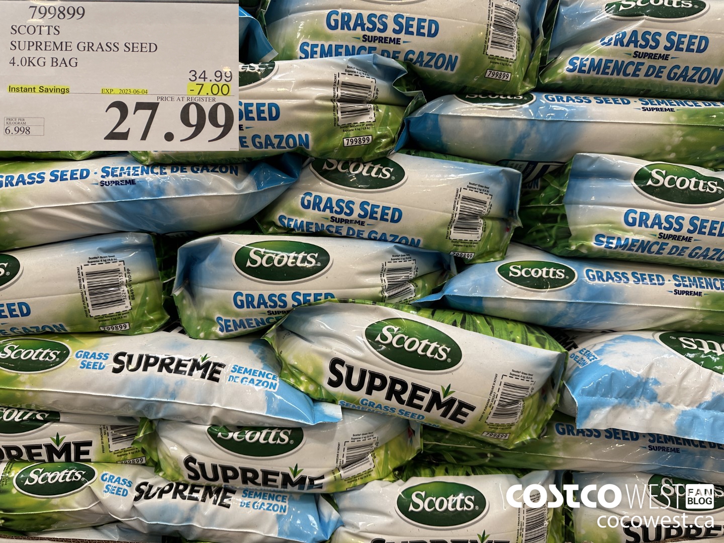799899 SCOTTS SUPREME GRASS SEED 4.0 KG ($7.00 INSTANT SAVINGS EXPIRES ON 2023-06-04) $27.99