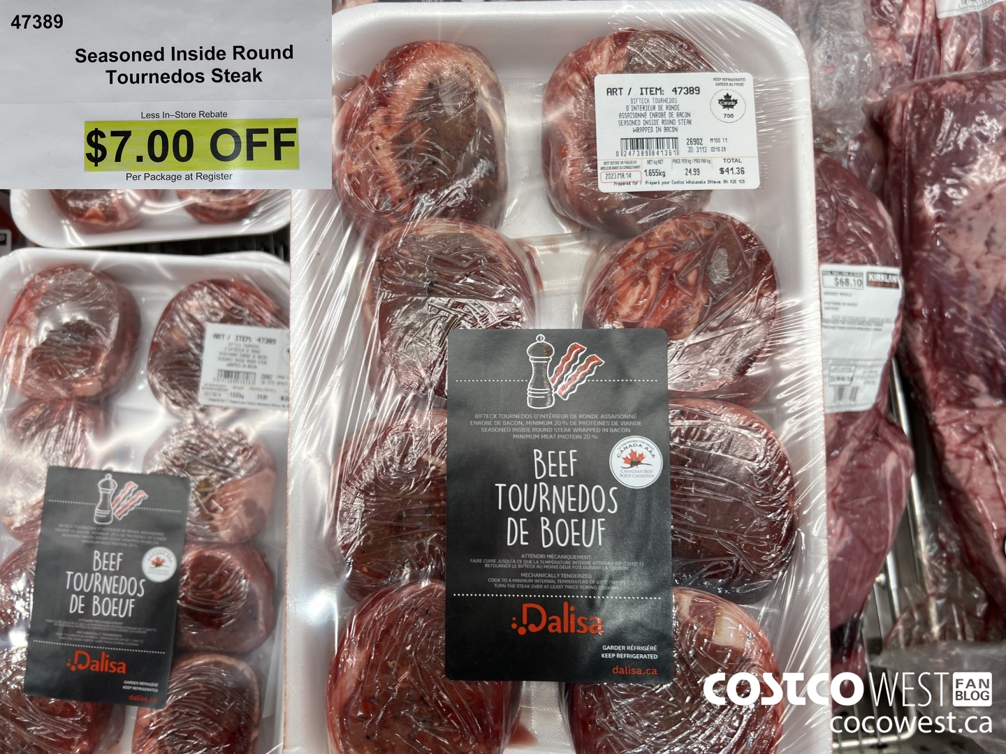 47389 SEASONED INSIDE ROUND TOURNEDOS STEAK ($7.00 INSTANT SAVINGS)