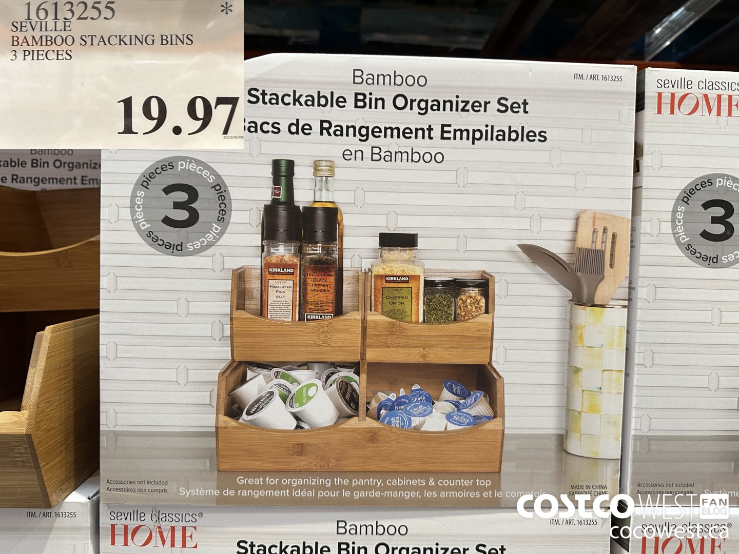 1613255 SEVILLE BAMBOO STACKING BINS 3 PCS $19.97