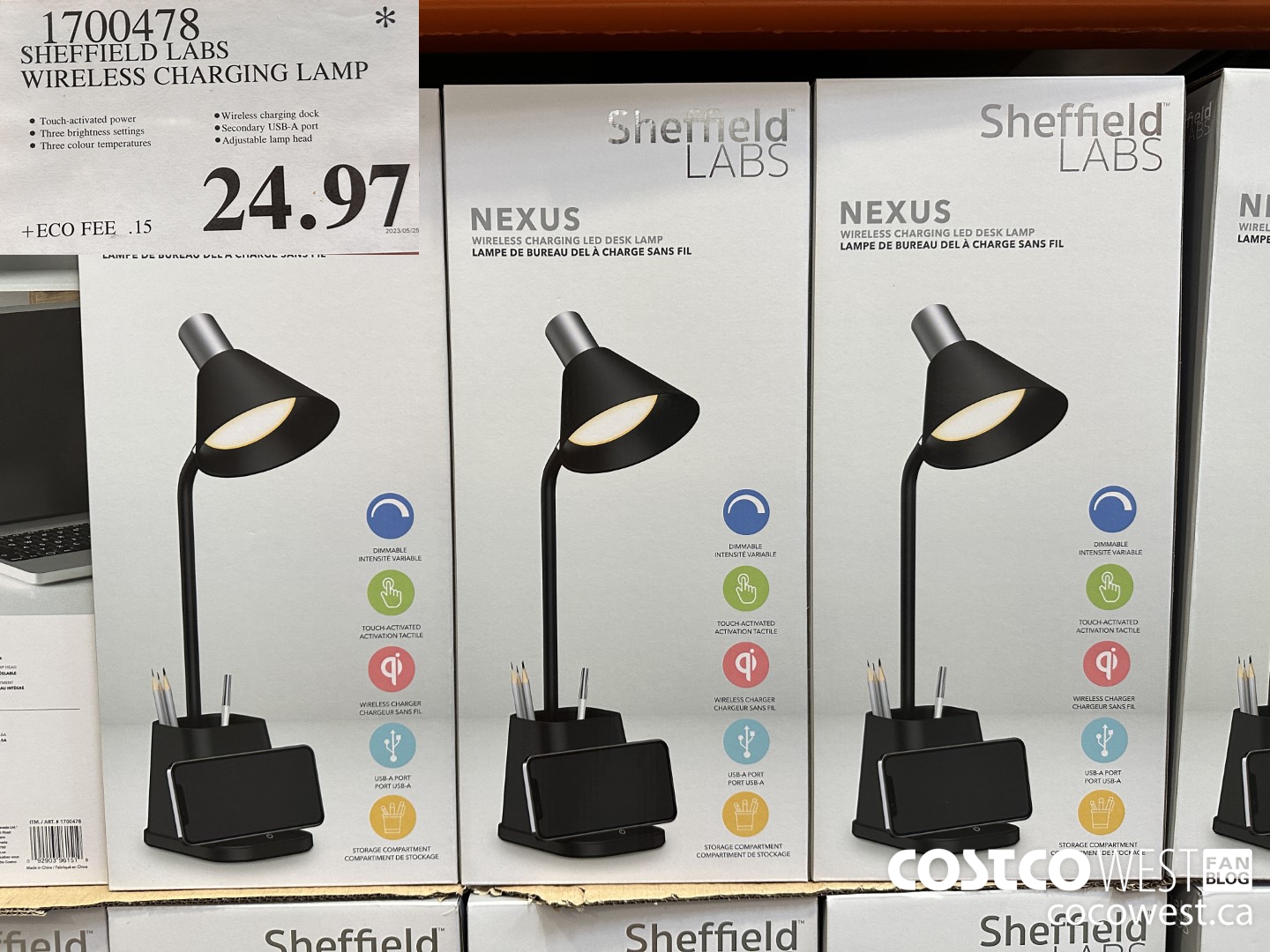 1700478 SHEFFIELD LABS WIRELESS CHARGING LAMP $24.97
