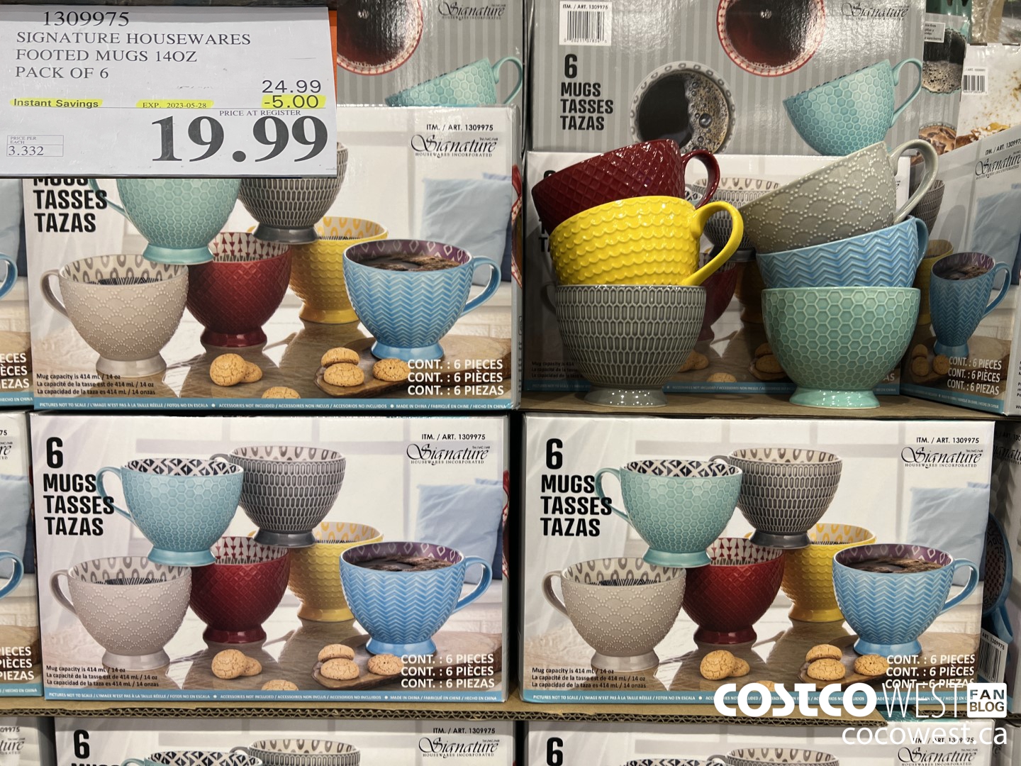1309975 SIGNATURE HOUSEWARES FOOTED MUGS 140Z 6 PACK ($5.00 INSTANT SAVINGS EXPIRES ON 2023-05-28) $19.99