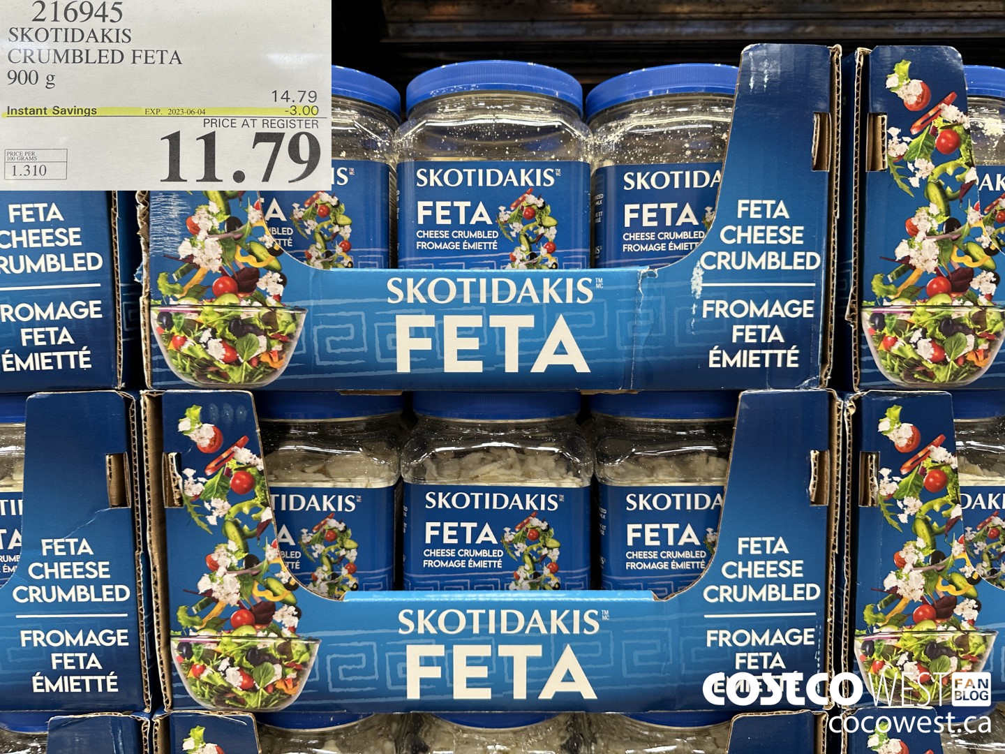 216945 SKOTIDAKIS CRUMBLED FETA 900 g ($3.00 INSTANT SAVINGS EXPIRES ON 2023-06-04) $11.79