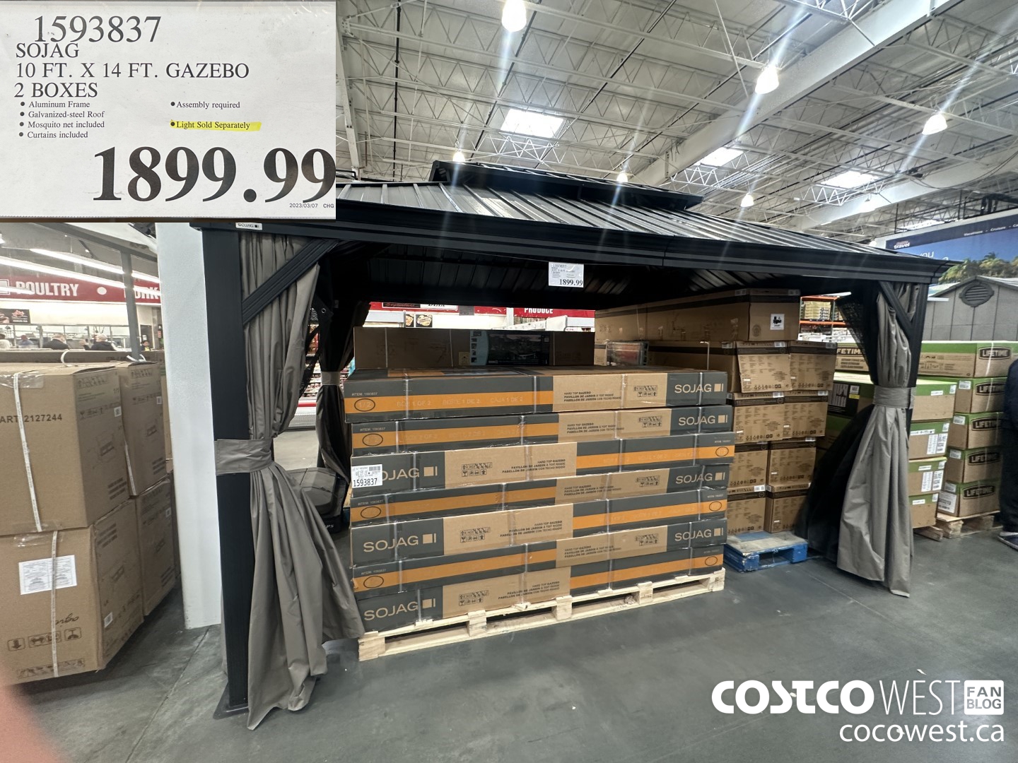 1593837 SOJAG 10 FT. X 14 FT. GAZEBO 2 BOXES $1899.99