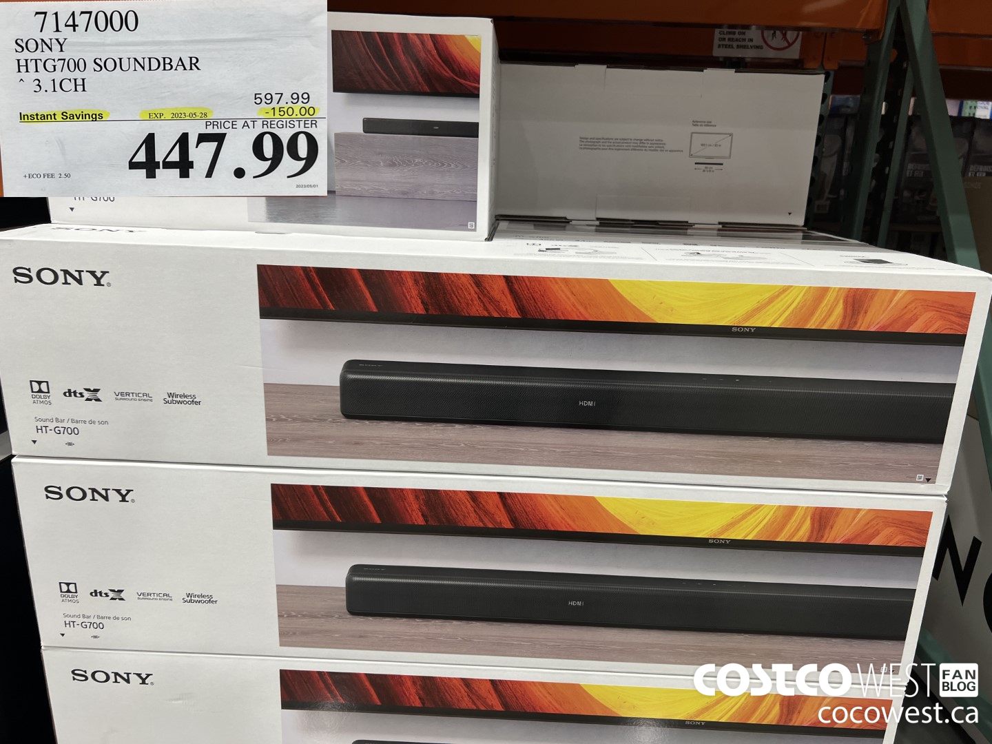 7147000 SONY HTG700 SOUNDBAR 3.1CH ($150.00 INSTANT SAVINGS EXPIRES ON 2023-05-28) $447.99
