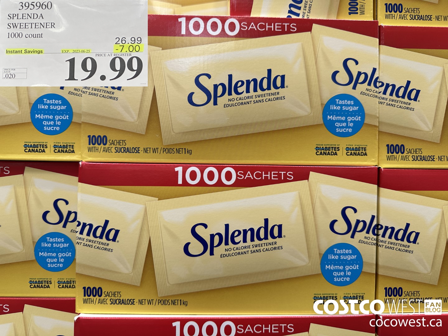 395960 SPLENDA SWEETENER 1000 PACKETS ($7.00 INSTANT SAVINGS EXPIRES ON 2023-06-25) $19.99