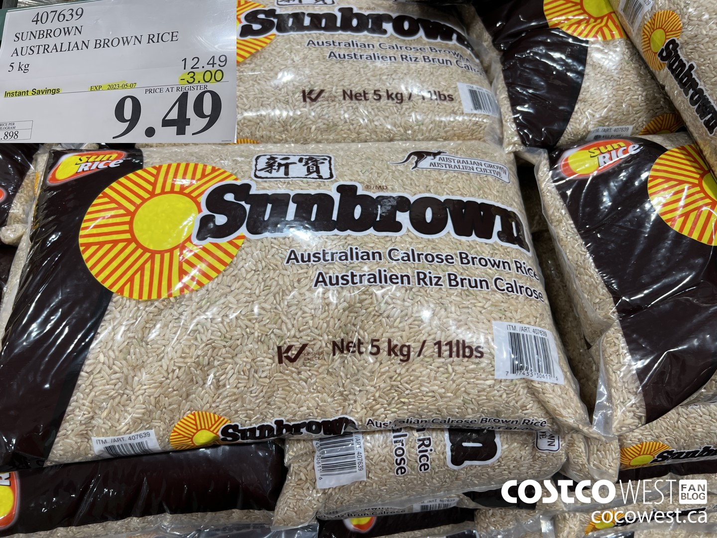 407639 SUNBROWN AUSTRALIAN BROWN RICE 5 kg ($3.00 INSTANT SAVINGS EXPIRES ON 2023-05-07) $9.49