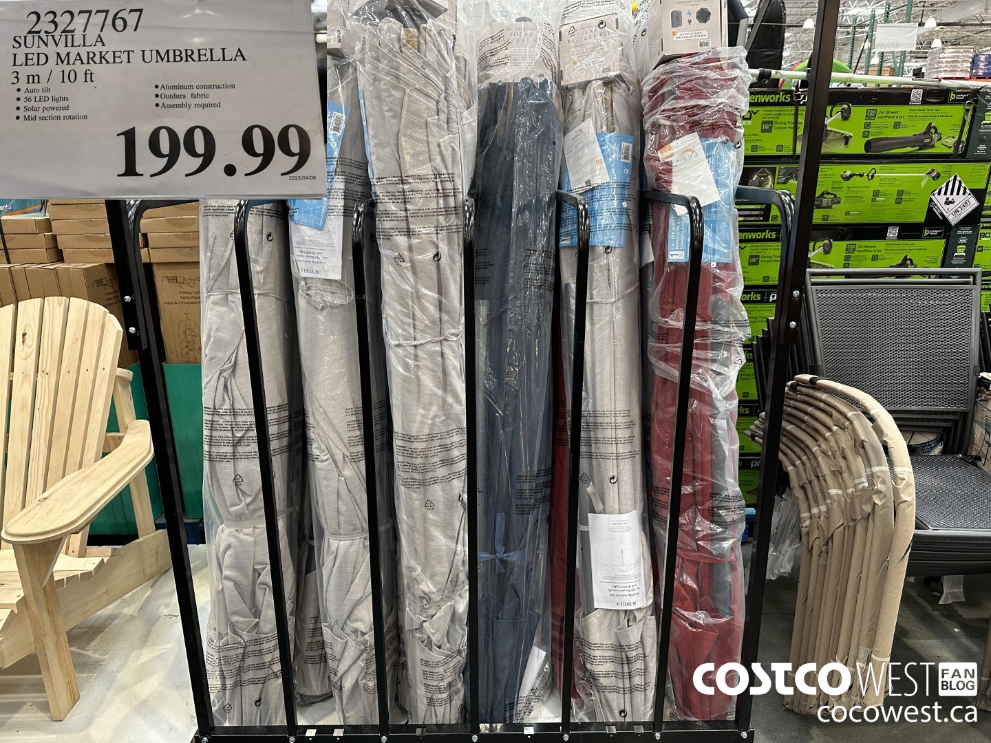 2327767 SUNVILLA 10FT MARKET UMBRELLA LED $199.99