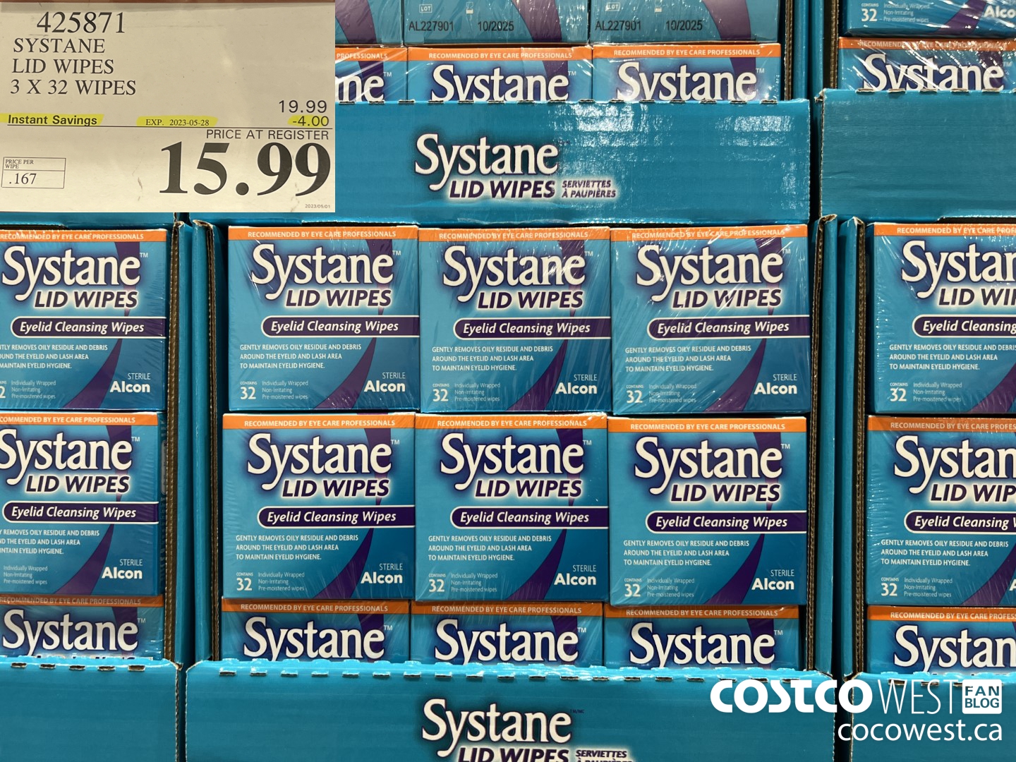 425871 SYSTANE LID WIPES 3 X 32 WIPES ($4.00 INSTANT SAVINGS EXPIRES ON 2023-05-28) $15.99