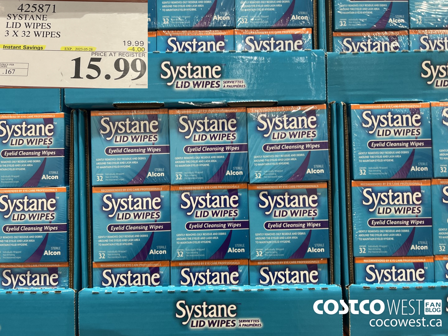 425871 SYSTANE LID WIPES 3 X 32 WIPES ($4.00 INSTANT SAVINGS EXPIRES ON 2023-05-28) $15.99