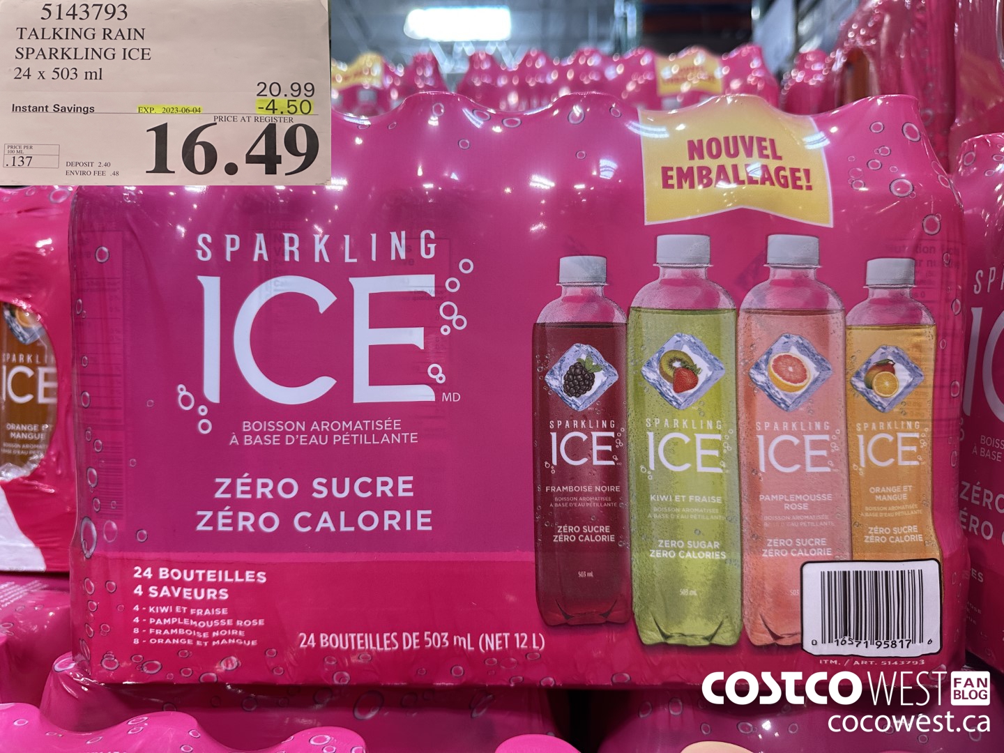 5143793 TALKING RAIN SPARKLING ICE 24 X 503 ML ($4.50 INSTANT SAVINGS EXPIRES ON 2023-06-04) $16.49