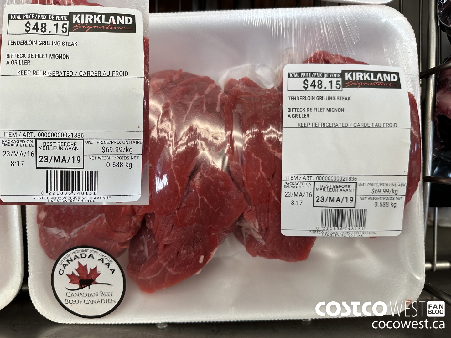 21836 TENDERLOIN GRILLING STEAK $69.99