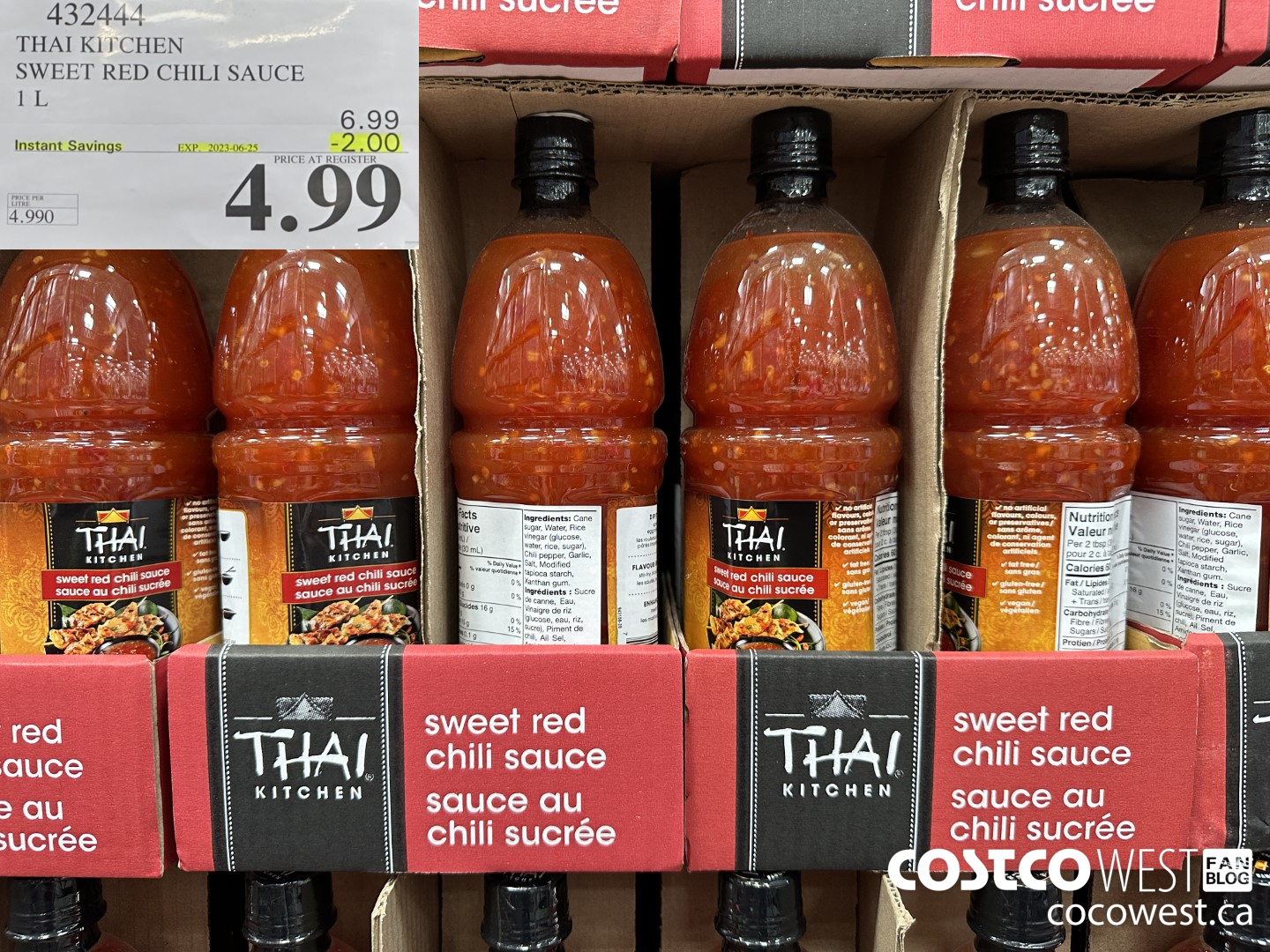 432444 THAI KITCHEN SWEET RED CHILI SAUCE 1L ($2.00 INSTANT SAVINGS EXPIRES ON 2023-06-25) $4.99