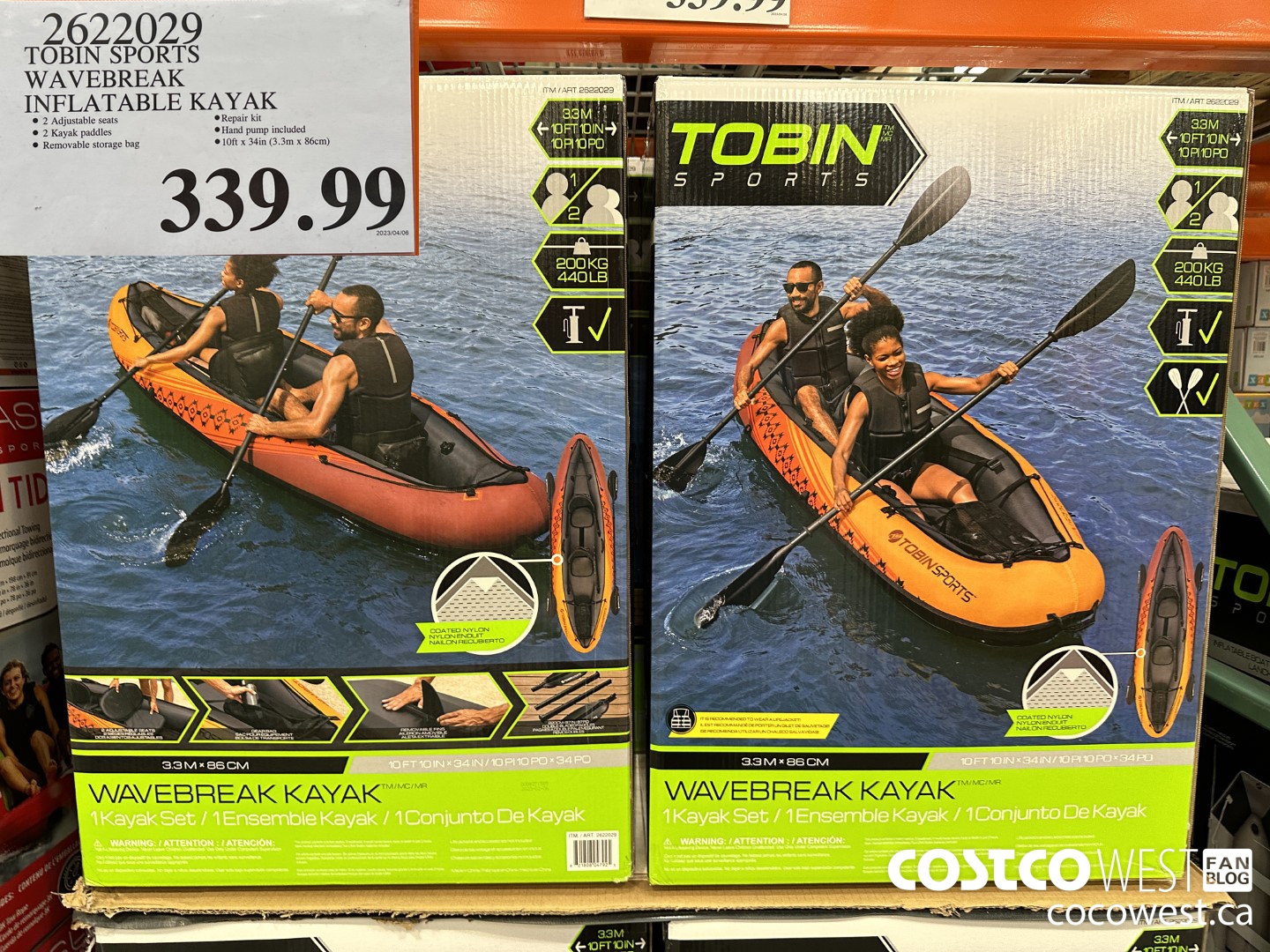 2622029 TOBIN SPORTS WAVEBREAK INFLATABLE KAYAK $339.99