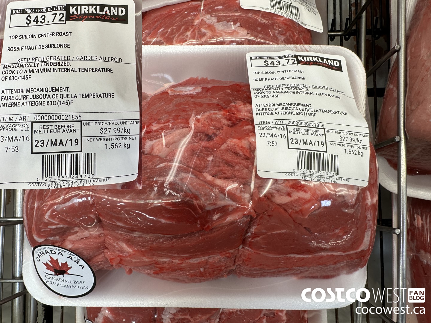 21855 TOP SIRLOIN CENTER ROAST $27.99