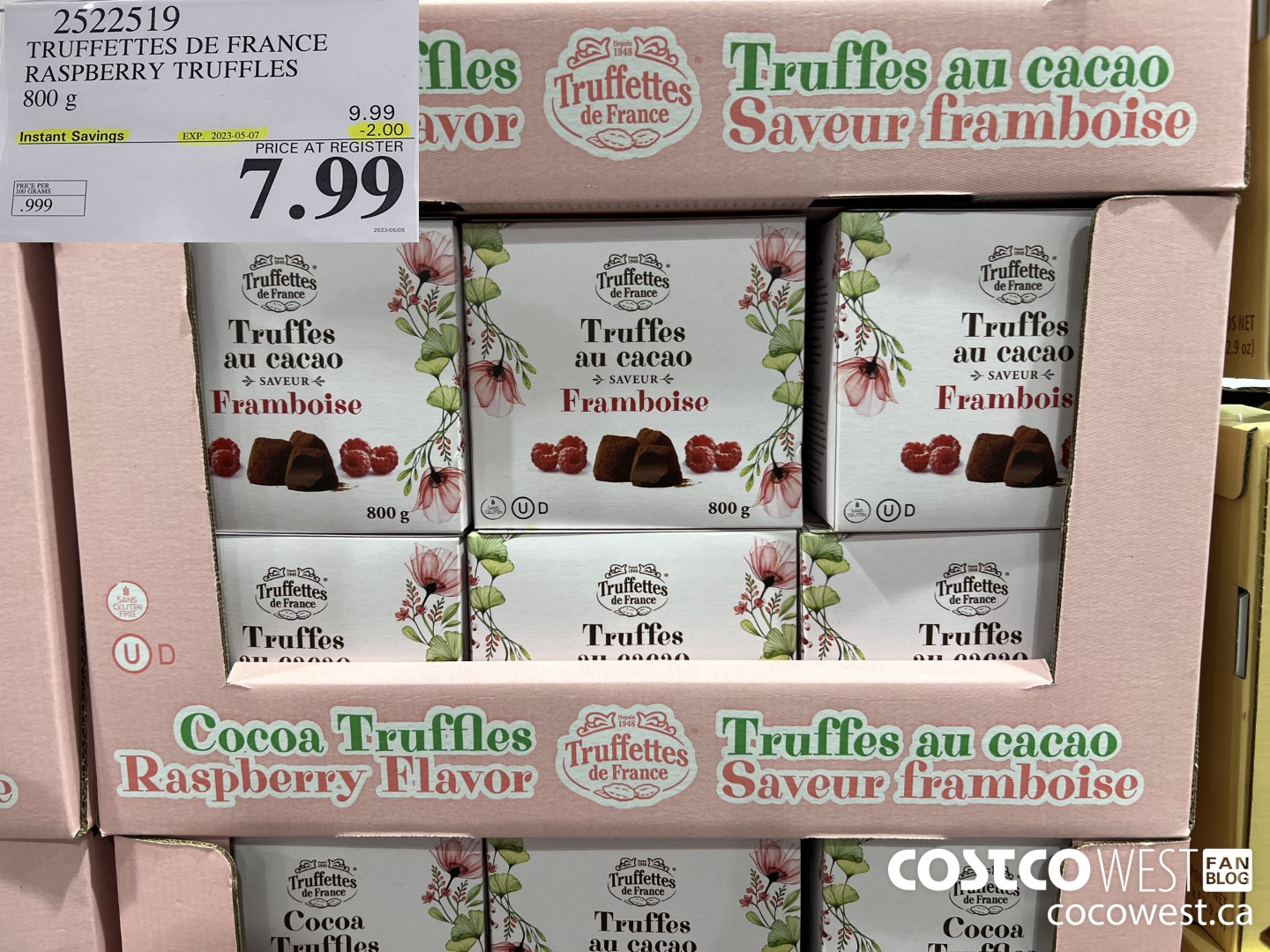 2522519 TRUFETTES DE FRANCE RASPBERRY TRUFFLES 800G ($2.00 INSTANT SAVINGS EXPIRES ON 2023-05-07) $7.99