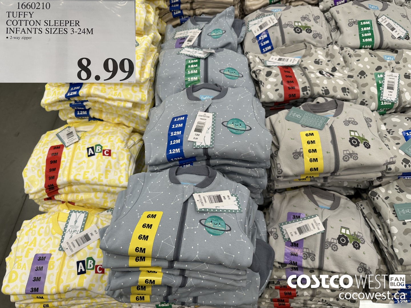 1660210 TUFFY COTTON SLEEPER INFANTS SIZES 3-24M $8.99