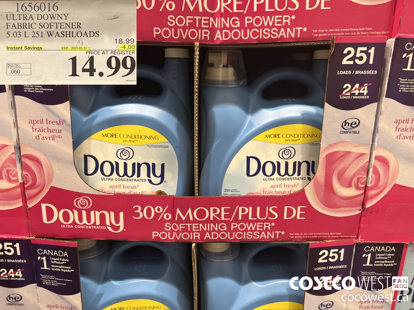 1656016 ULTRA DOWNY FABRIC SOFTENER 5.03 L 251 WASHLOADS ($4.00 INSTANT SAVINGS EXPIRES ON 2023-05-21) $14.99