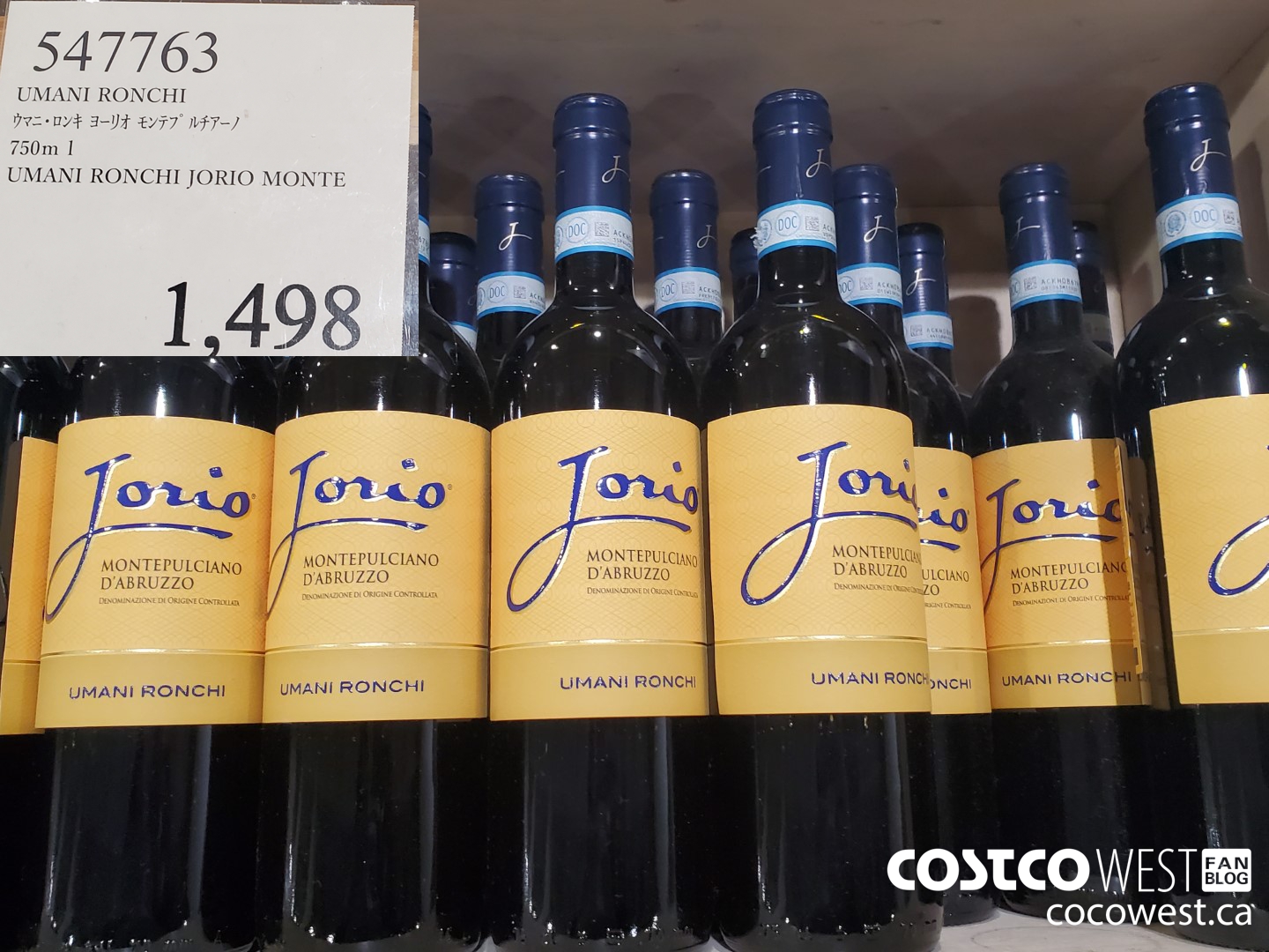 547763 UMANI RONCHI JORIO MONTE 750ML $1498.00