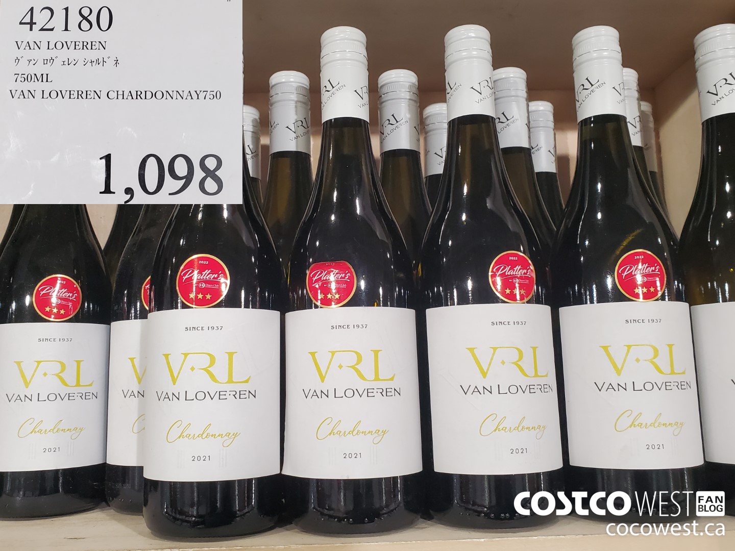 42180 VAN LOVEREN CHARDONNAY 750ML $1098.00