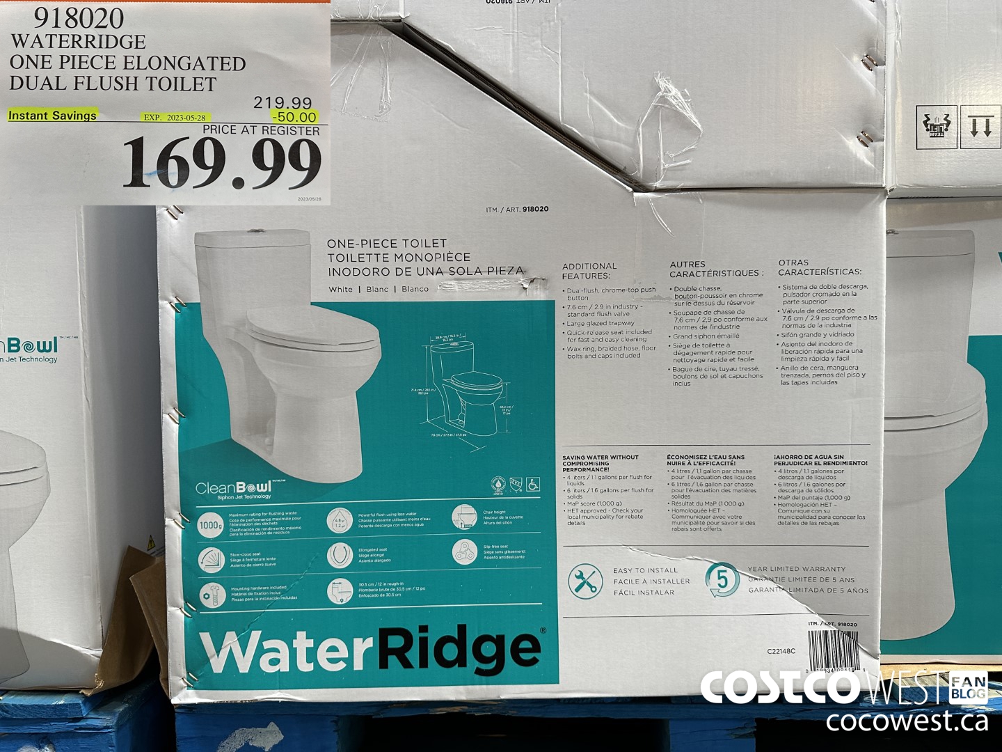 WATERRIDGE ONE PIECE ELONGATED DUAL FLUSH TOILET  20230526 125354 