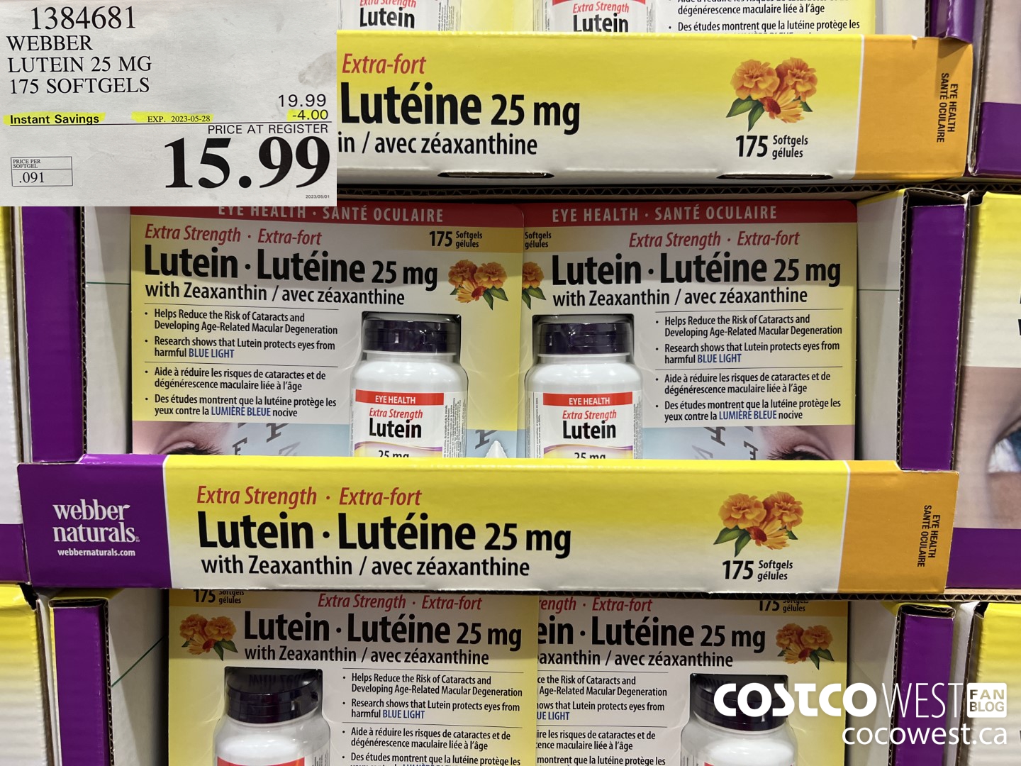 1384681 WEBBER LUTEIN 25 MG 175 SOFTGELS ($4.00 INSTANT SAVINGS EXPIRES ON 2023-05-28) $15.99