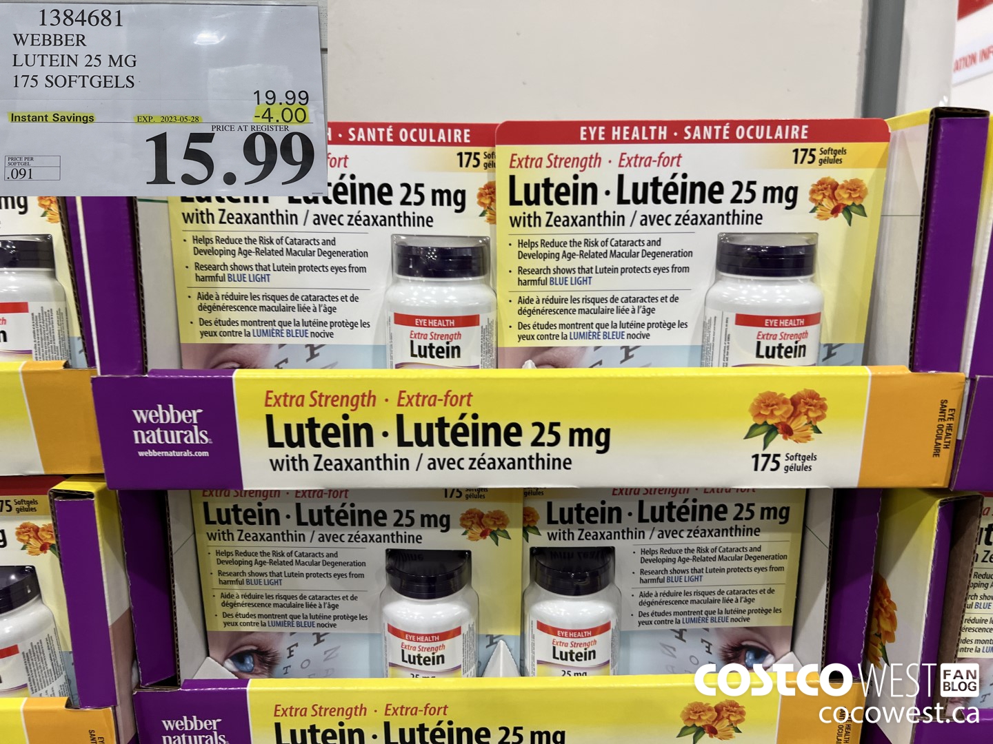 1384681 WEBBER LUTEIN 25 MG 175 SOFTGELS ($4.00 INSTANT SAVINGS EXPIRES ON 2023-05-28) $15.99