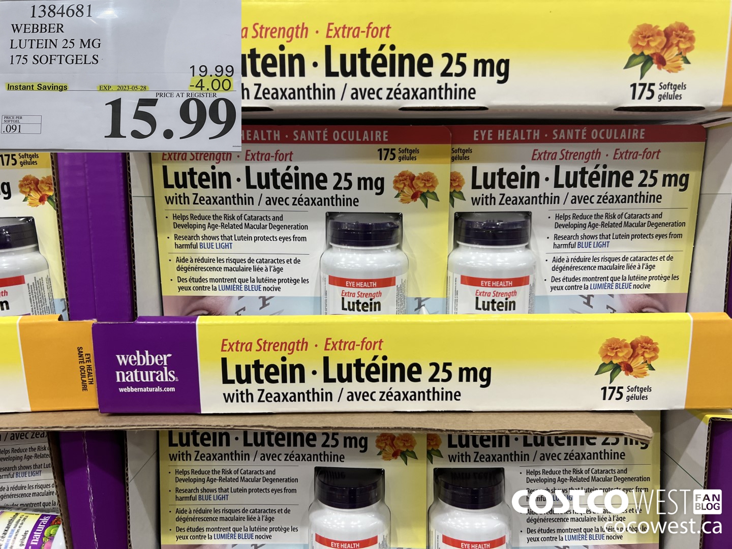 1384681 WEBBER LUTEIN 25 MG 175 SOFTGELS ($4.00 INSTANT SAVINGS EXPIRES ON 2023-05-28) $15.99