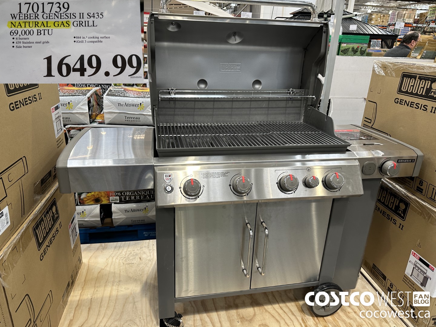 1701739 WEBER GENESIS II S435 NATURAL GAS GRILL 69,000BTU $1649.99