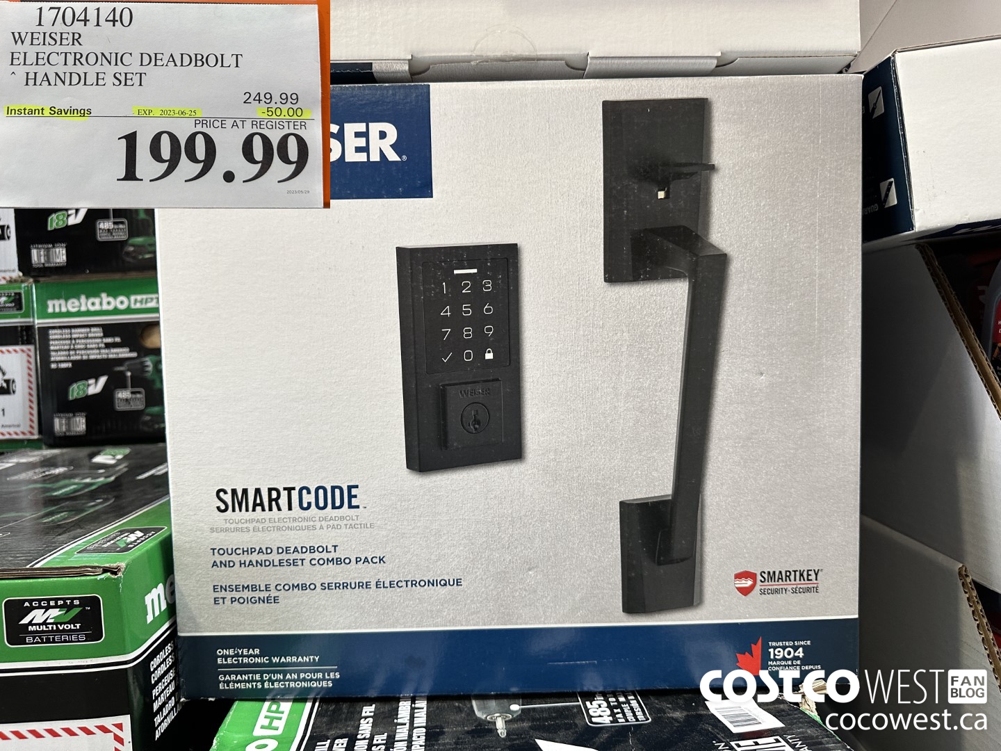 1704140 WEISER ELECTRONIC DEADBOLT HANDLE SET ($50.00 INSTANT SAVINGS EXPIRES ON 2023-06-25) $199.99