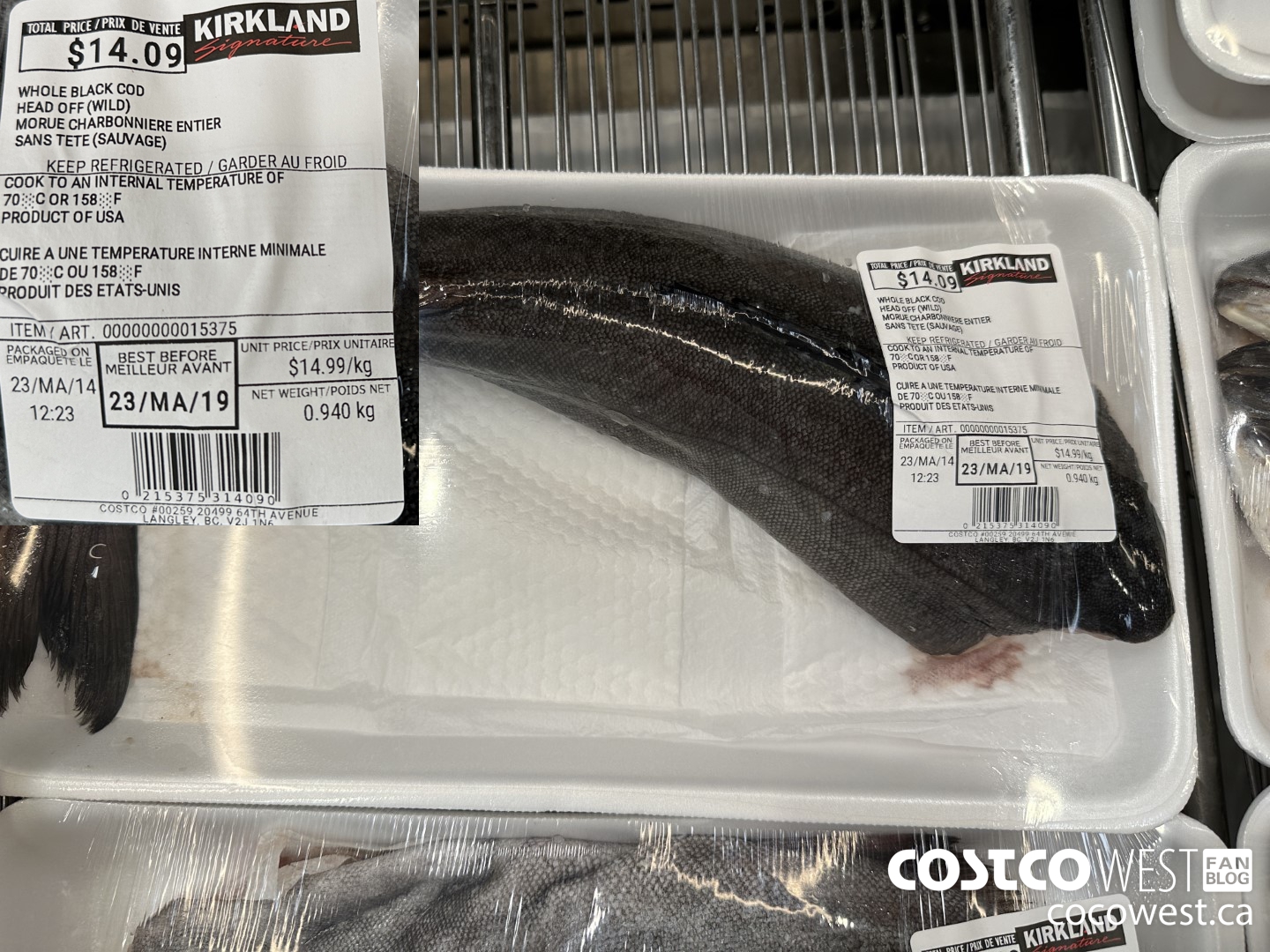 15375 WHOLE BLACK COD HEAD OFF (WILD) $14.99