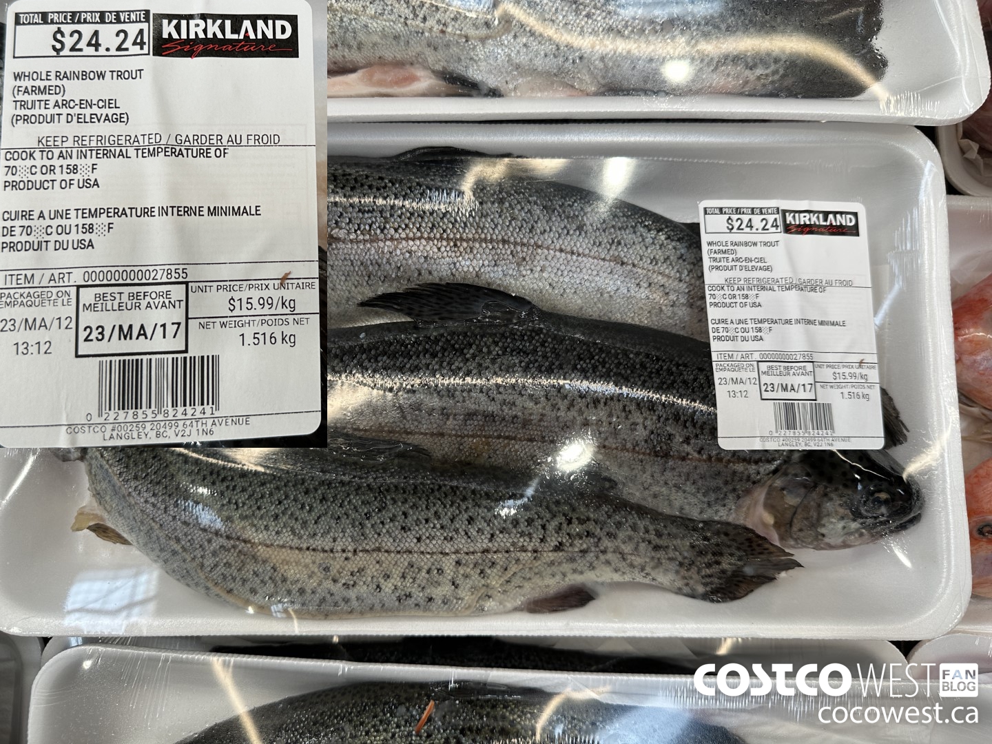 27855 WHOLE RAINBOW TROUT (FARMED) $15.99