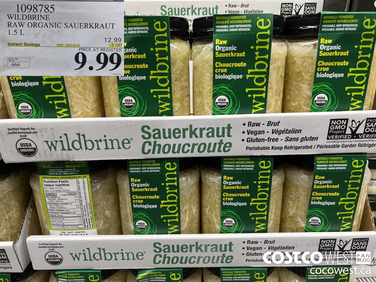 1098785 WILDBRINE RAW ORGANIC SAUERKRAUT 1.5 L ($3.00 INSTANT SAVINGS EXPIRES ON 2023-05-14) $9.99
