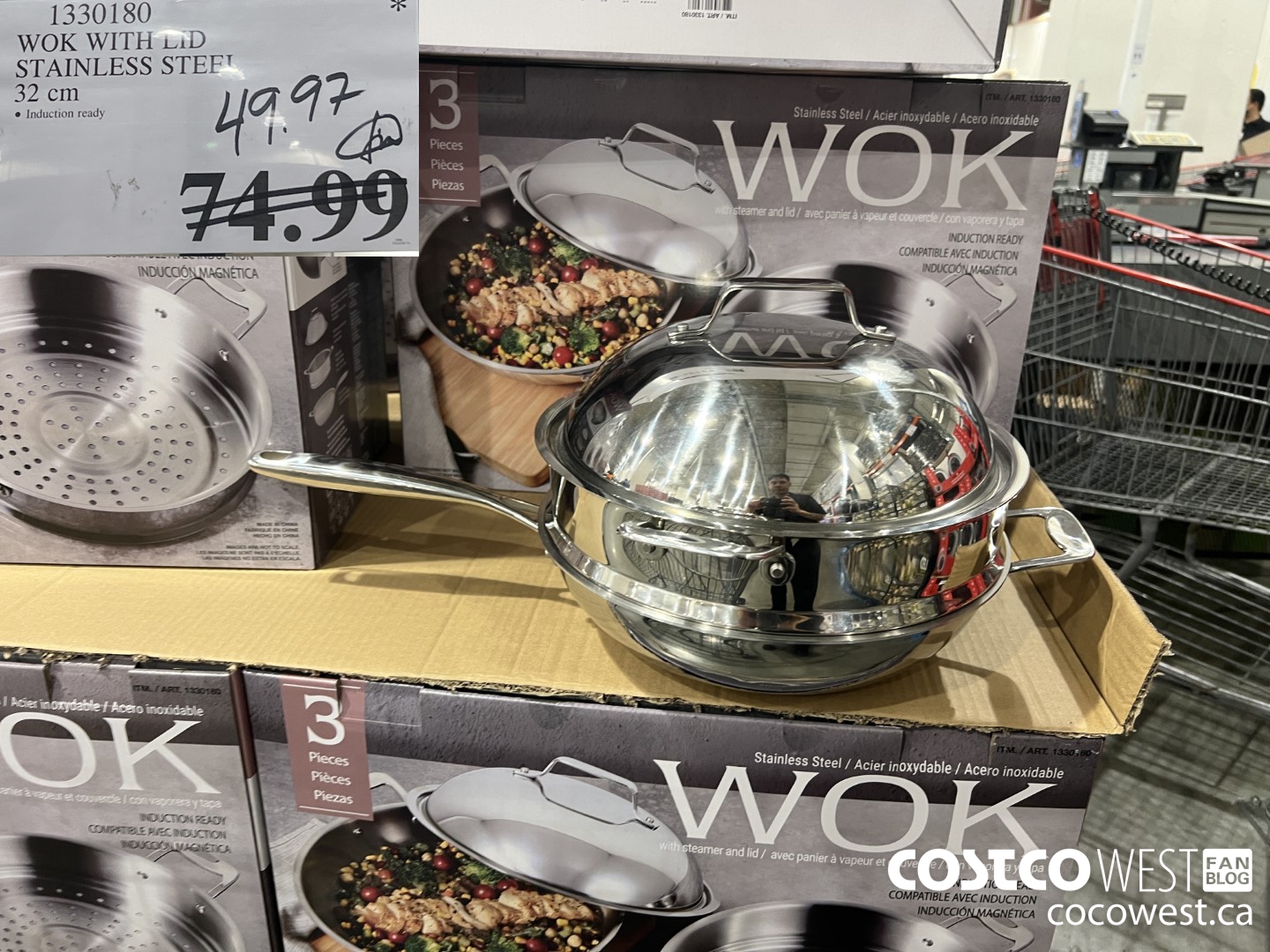 1330180 WOK WITH LID STAINLESS STEEL 32 CM $49.97