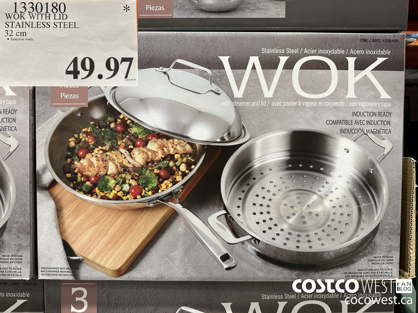 1330180 WOK WITH LID STAINLESS STEEL 32 CM $49.97