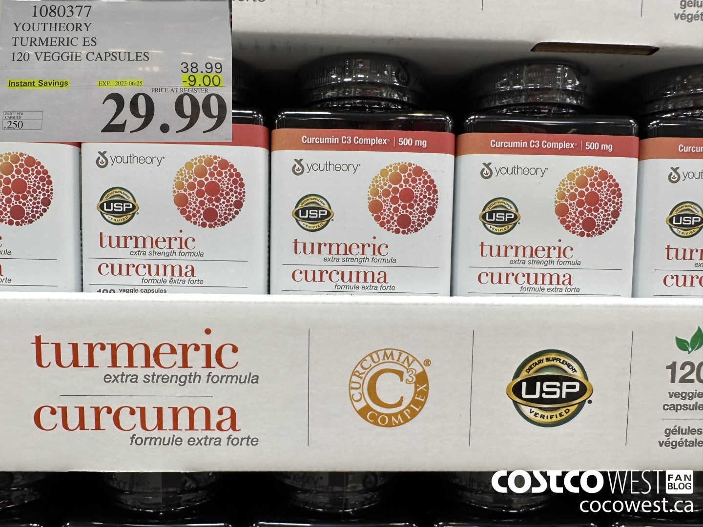 1080377 YOUTHEORY TURMERIC ES 120 VEGGIE CAPSULES ($9.00 INSTANT SAVINGS EXPIRES ON 2023-06-25) $29.99