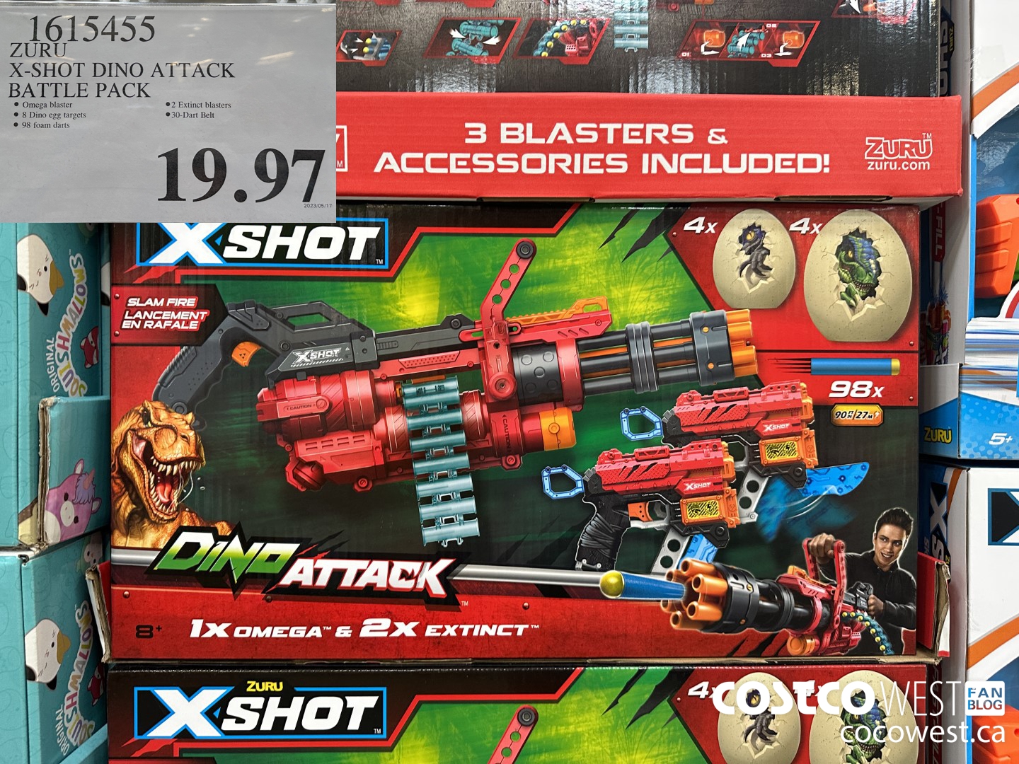 1615455 ZURU X-SHOT DINO ATTACK BATTLE PACK $19.97