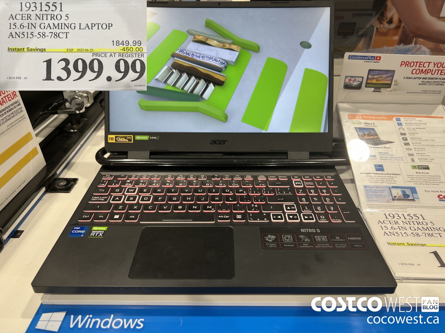 1931551 ACER NITRO 5 15.6-IN GAMING LAPTOP AN515-58-78CT ($450.00 INSTANT SAVINGS EXPIRES ON 2023-06-25) $1399.99