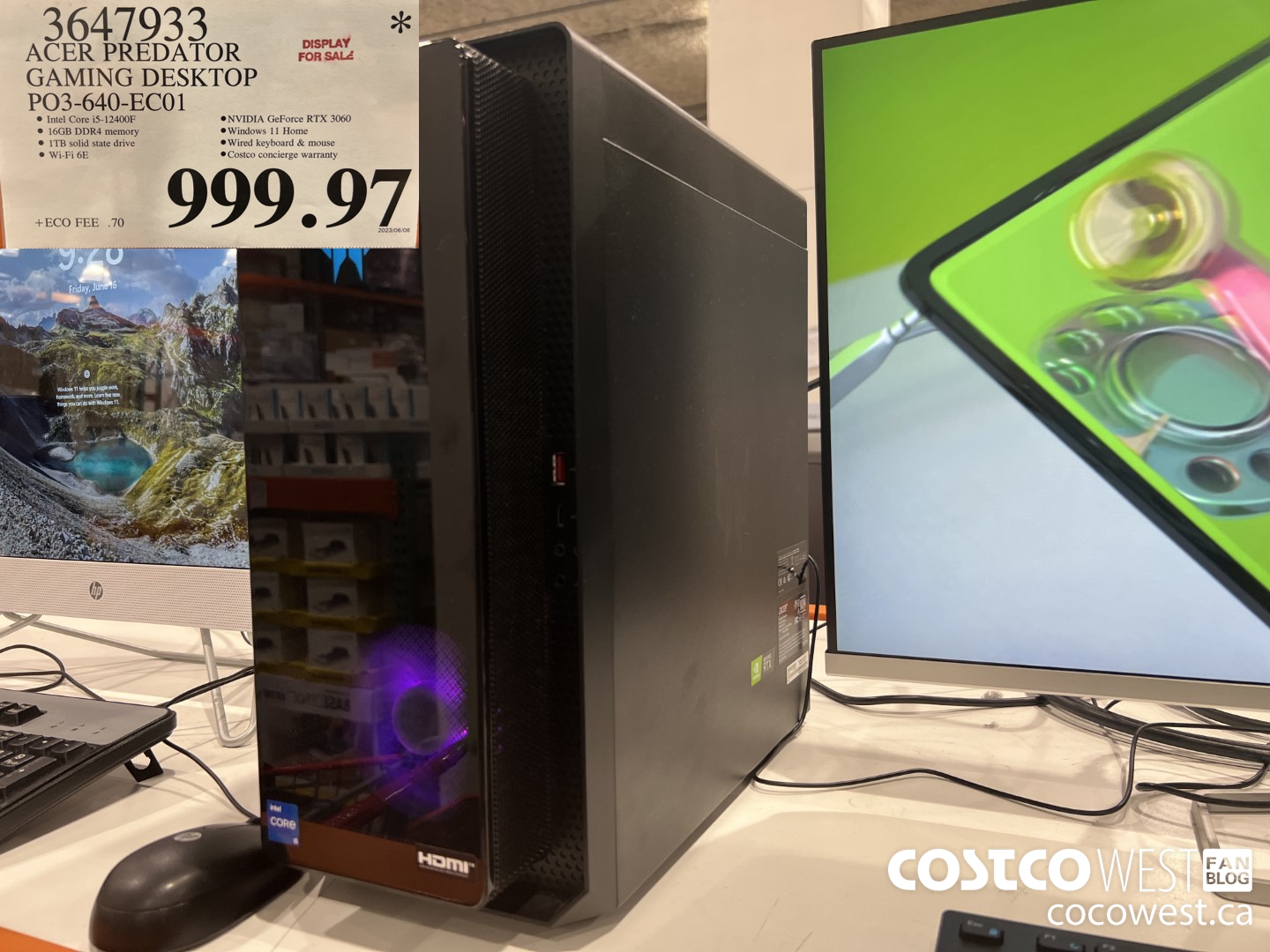 3647933 ACER PREDATOR GAMING DESKTOP PO3-640-EC01 $999.97